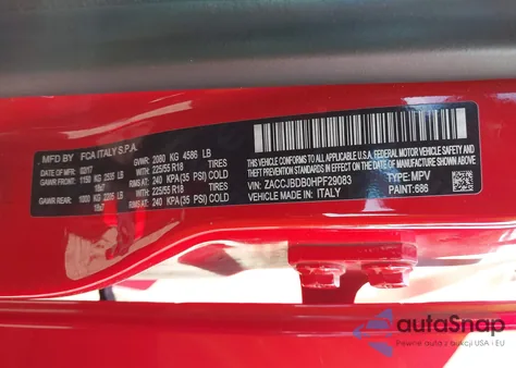 2017 Jeep Renegade Limited from USA, damaged, VIN ZACCJBDB0HPF29083